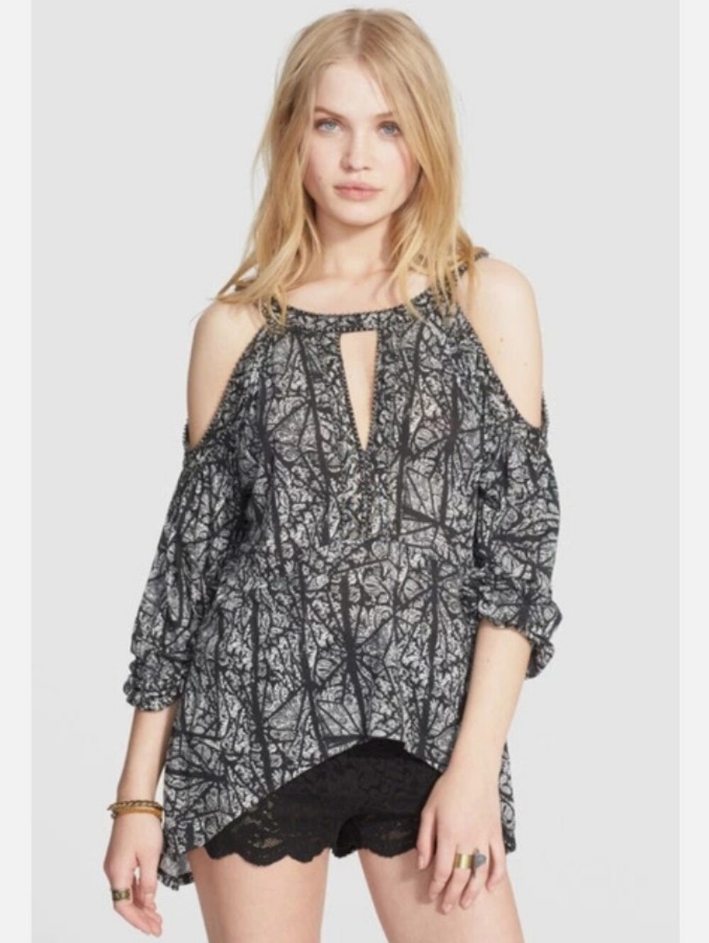 Free People Good Morning Women's Pattern Top- Size Large